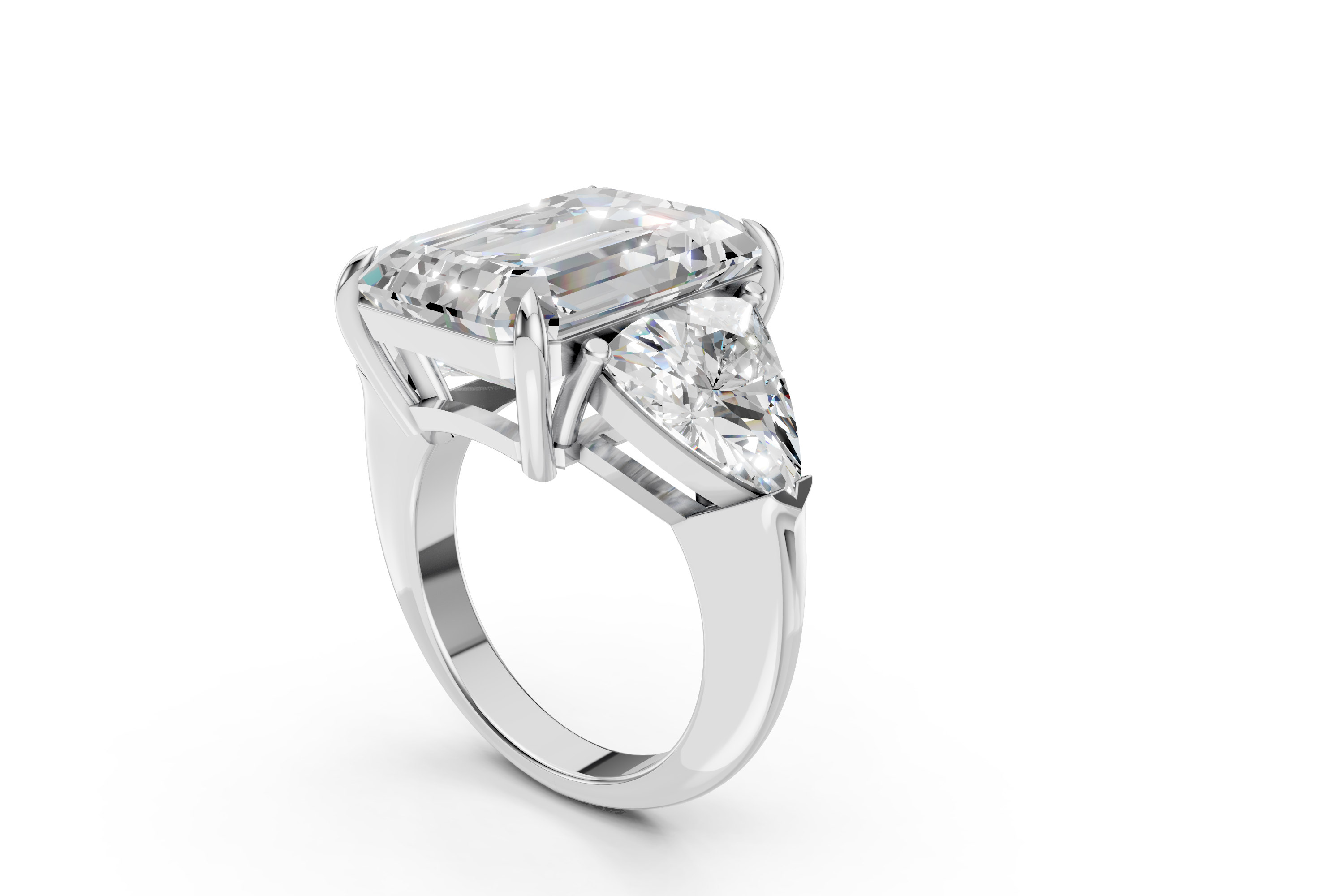 Grand Platinum Multi-Shape Diamond Cluster Statement Ring (US Size 6)